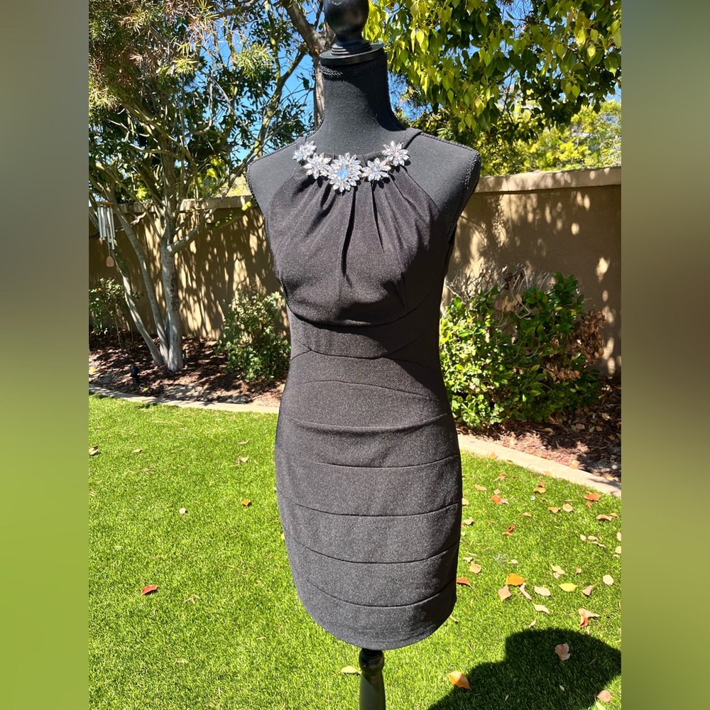 Crystal Doll  Black Sleeveless Dress with Embellished Neckline 3